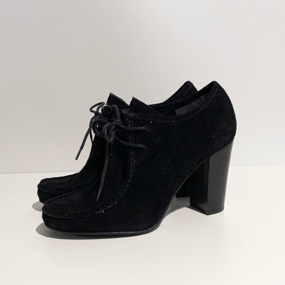 RALPH LAUREN Samara Black Suede Boot Heel Lace Up - Picture 5 of 10